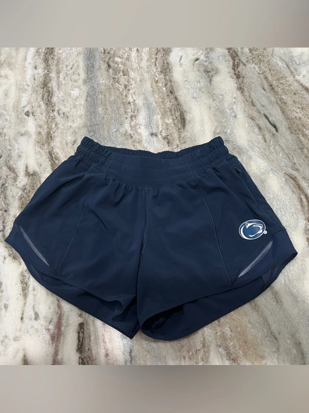 Lululemon Navy Athletic Running Shorts with Penn State Nittany Lions Logo - Picture 1 of 6
